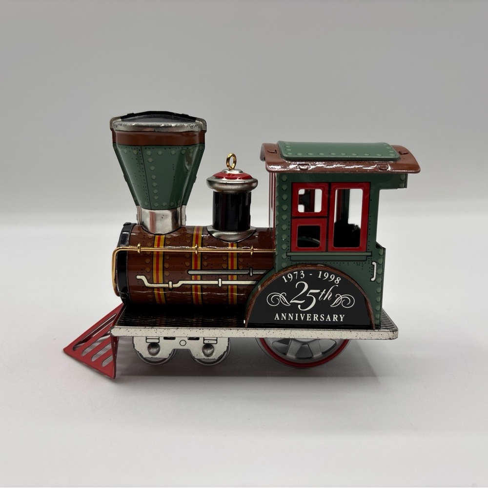 Hallmark Keepsake Ornament 1998 Tin Locomotive Anniversary Edition Dated 73 - 98